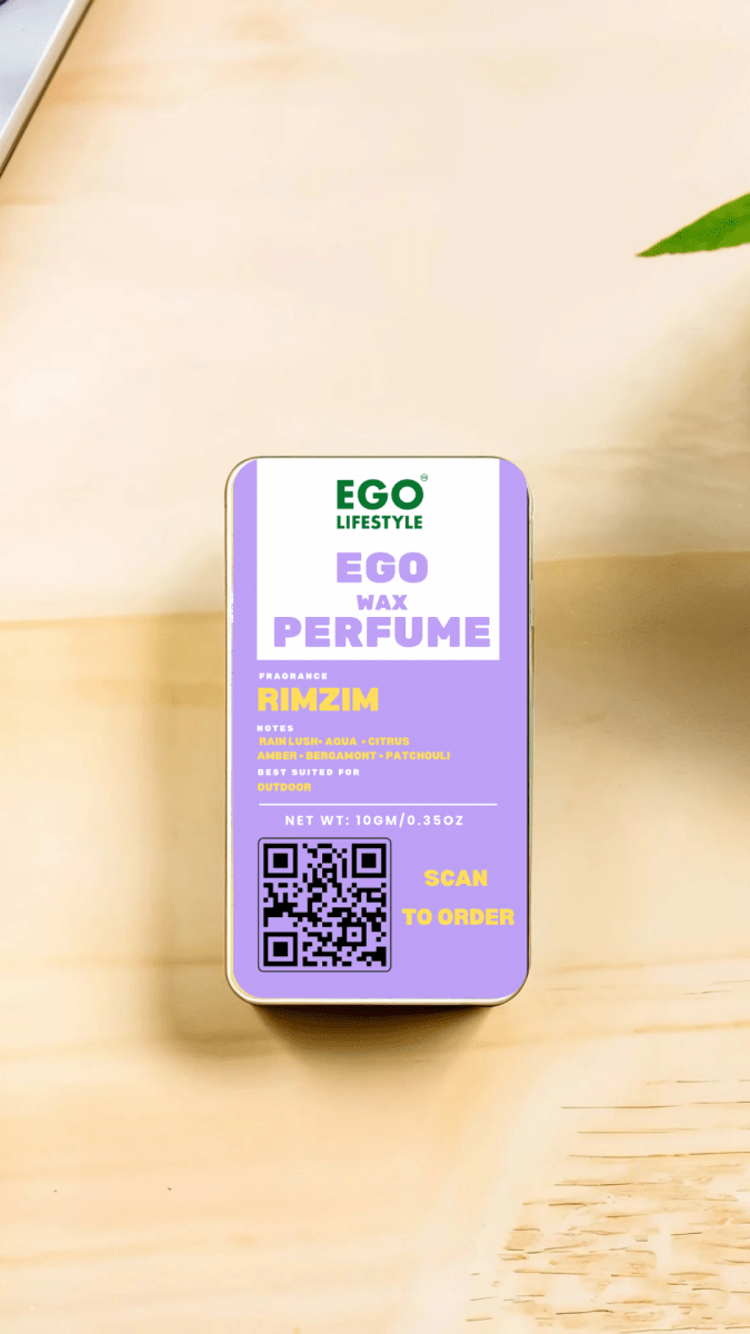 Rimzim Solid Perfume Balm (10g) – Long Lasting Fresh Monsoon Wax Perfume for Men and Women with Rain Lush, Aqua, Citrus, Bergamot, Amber & Patchouli Notes | Alcohol-Free Pocket Scent - EGO LIFESTYLE