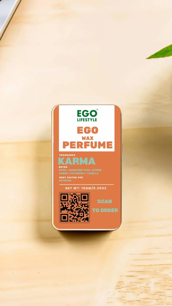 Karma Solid Perfume Balm (10g) – Long Lasting Outdoor Wax Perfume for Men and Women with Mandarin Yuzu, Basil, Myrrh, Warm Amber, Patchouli & Vanilla | Alcohol-Free Pocket Scent - EGO LIFESTYLE