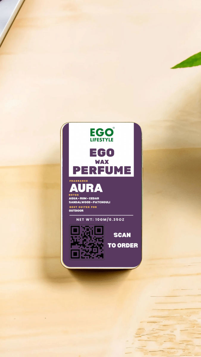 Aura Solid Perfume Balm (10g) – Long Lasting Outdoor Wax Perfume for Men and Women with Rich Aqua, Rum, Cedar, Sandalwood & Patchouli Notes | Alcohol-Free Pocket Scent - EGO LIFESTYLE