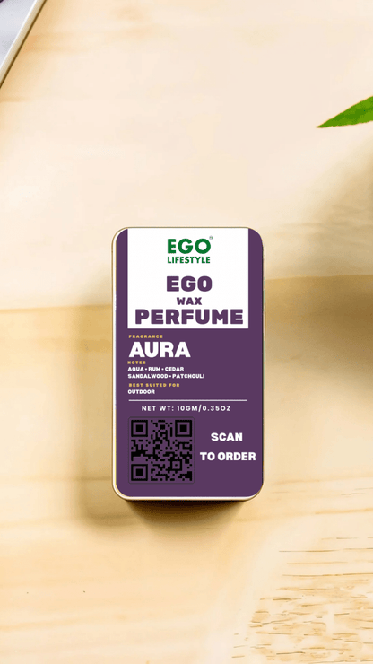 Aura Solid Perfume Balm (10g) – Long Lasting Outdoor Wax Perfume for Men and Women with Rich Aqua, Rum, Cedar, Sandalwood & Patchouli Notes | Alcohol-Free Pocket Scent - EGO LIFESTYLE