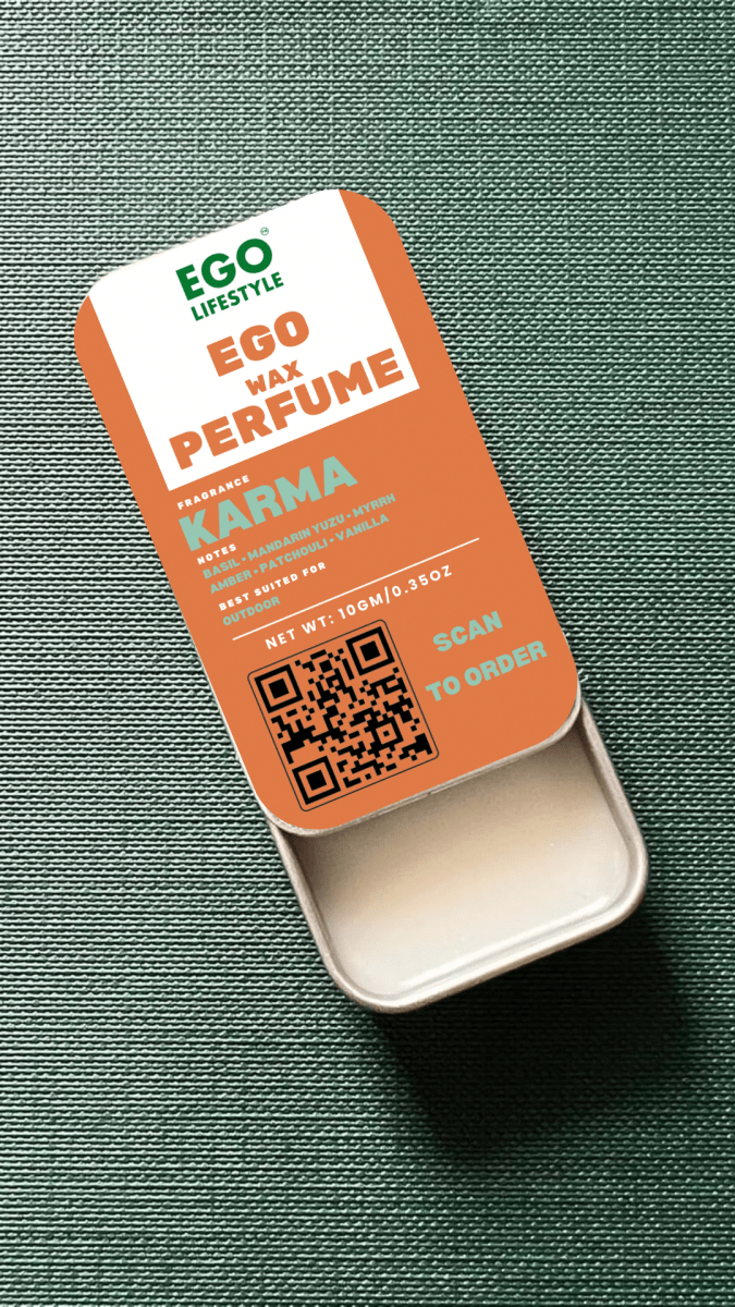Karma Solid Perfume Balm (10g) – Long Lasting Outdoor Wax Perfume for Men and Women with Mandarin Yuzu, Basil, Myrrh, Warm Amber, Patchouli & Vanilla | Alcohol-Free Pocket Scent - EGO LIFESTYLE