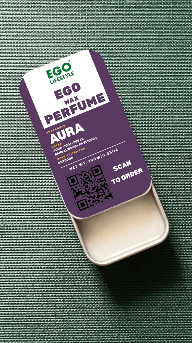 Aura Solid Perfume Balm (10g) – Long Lasting Outdoor Wax Perfume for Men and Women with Rich Aqua, Rum, Cedar, Sandalwood & Patchouli Notes | Alcohol-Free Pocket Scent - EGO LIFESTYLE