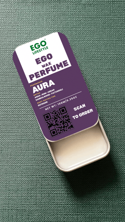 Aura Solid Perfume Balm (10g) – Long Lasting Outdoor Wax Perfume for Men and Women with Rich Aqua, Rum, Cedar, Sandalwood & Patchouli Notes | Alcohol-Free Pocket Scent - EGO LIFESTYLE