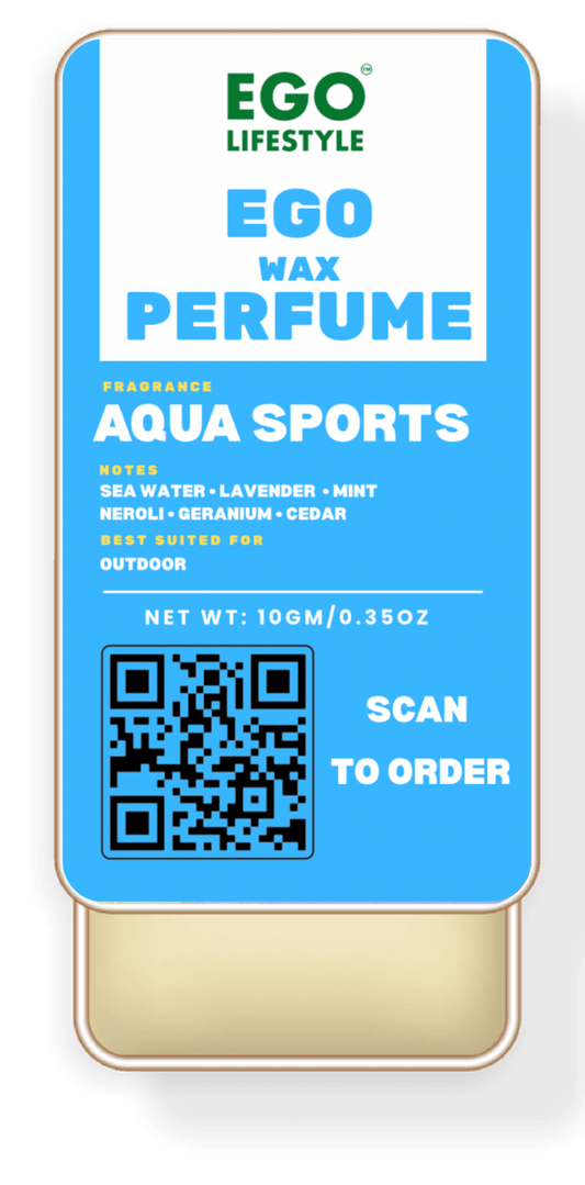 Aqua Sports Solid Perfume Balm (10g) – Long Lasting Outdoor Wax Perfume for Men and Women with Oceanic Sea Water, Mint, Lavender, Neroli & Cedar Notes | Alcohol-Free - EGO LIFESTYLE
