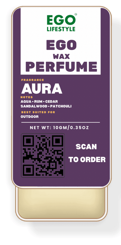 Aura Solid Perfume Balm (10g) – Long Lasting Outdoor Wax Perfume for Men and Women with Rich Aqua, Rum, Cedar, Sandalwood & Patchouli Notes | Alcohol-Free Pocket Scent - EGO LIFESTYLE
