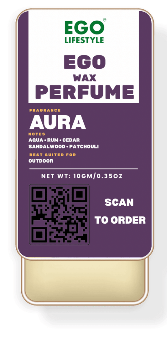 Aura Solid Perfume Balm (10g) – Long Lasting Outdoor Wax Perfume for Men and Women with Rich Aqua, Rum, Cedar, Sandalwood & Patchouli Notes | Alcohol-Free Pocket Scent - EGO LIFESTYLE