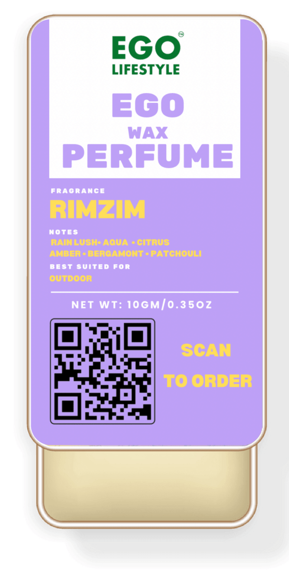 Rimzim Solid Perfume Balm (10g) – Long Lasting Fresh Monsoon Wax Perfume for Men and Women with Rain Lush, Aqua, Citrus, Bergamot, Amber & Patchouli Notes | Alcohol-Free Pocket Scent - EGO LIFESTYLE