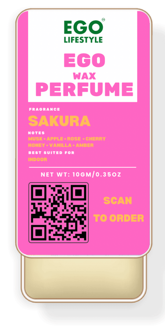 Sakura Solid Perfume Balm (10g) – Long Lasting Indoor Wax Perfume for Men and Women with Sweet Cherry, Rose, Crisp Apple, Honey, Vanilla & Amber Notes | Alcohol-Free Pocket Scent - EGO LIFESTYLE