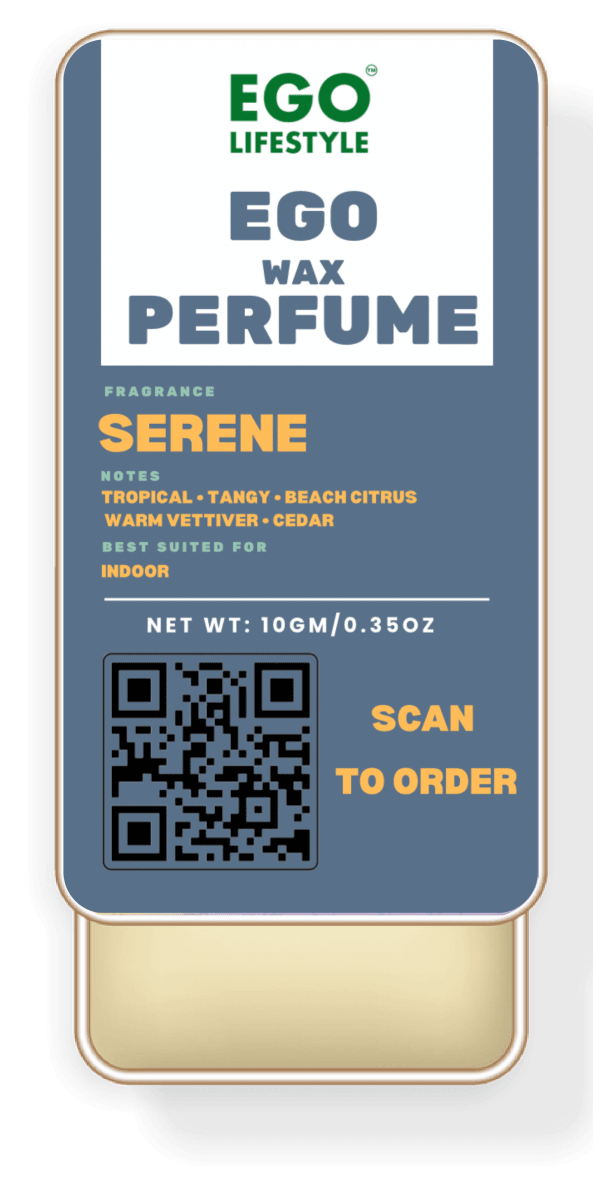 Serene Solid Perfume Balm (10g) – Long Lasting Indoor Wax Perfume for Men and Women with Tropical Tangy Citrus, Beach Citrus, Warm Vetiver & Cedar Notes | Alcohol-Free Pocket Scent - EGO LIFESTYLE